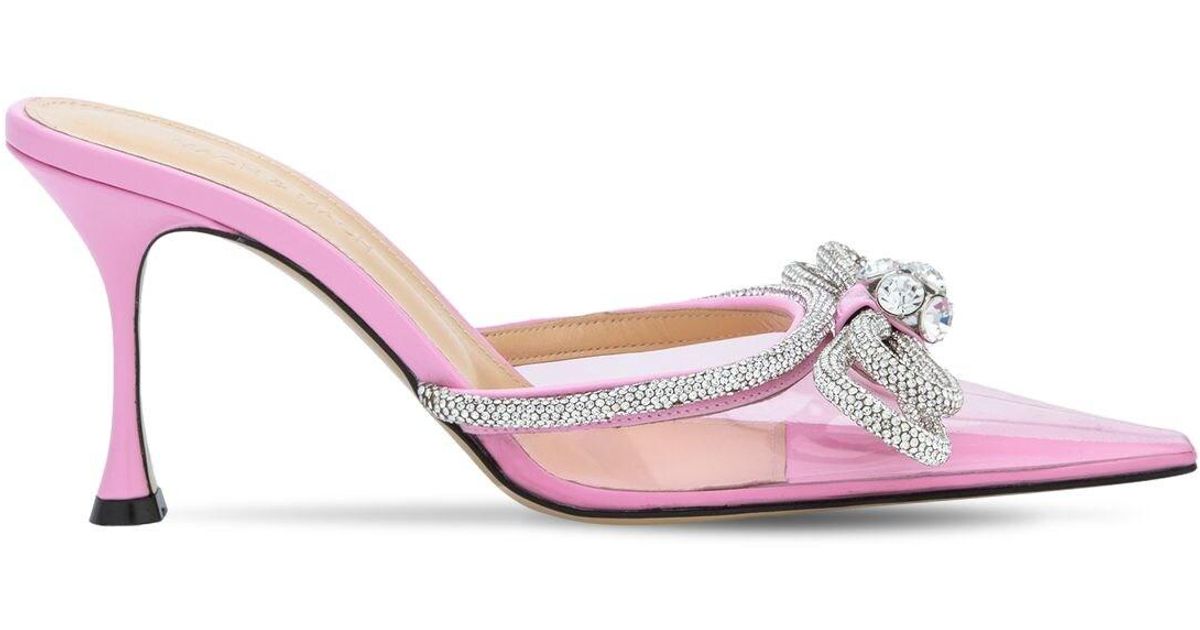 Mach & Mach 85mm Double Bow Pvc Mules in Pink - Lyst