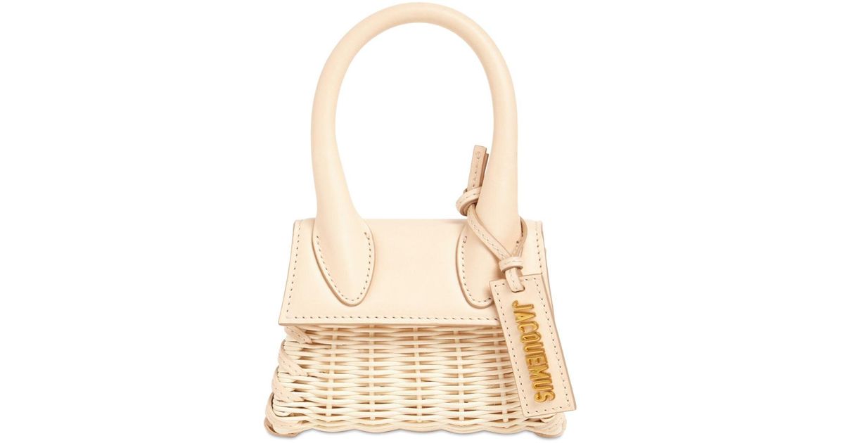 Jacquemus Le Chiquito Raffia & Leather Bag in Natural | Lyst