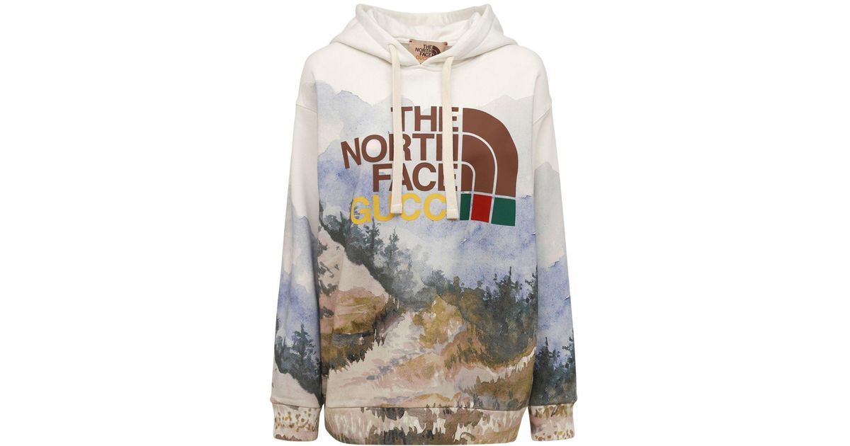 Gucci The North Face Cotton Sweatshirt Hoodie in White (Gray) | Lyst