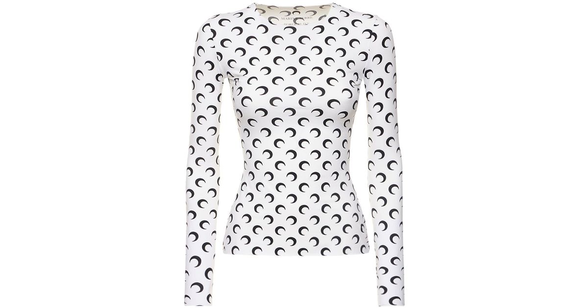 Marine Serre All Over Moon Print Second Skin Top in White | Lyst