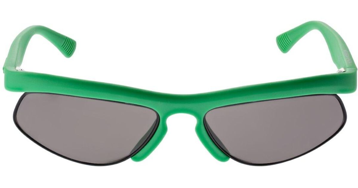 Bottega Veneta Sporty Oval Acetate Sunglasses in Green