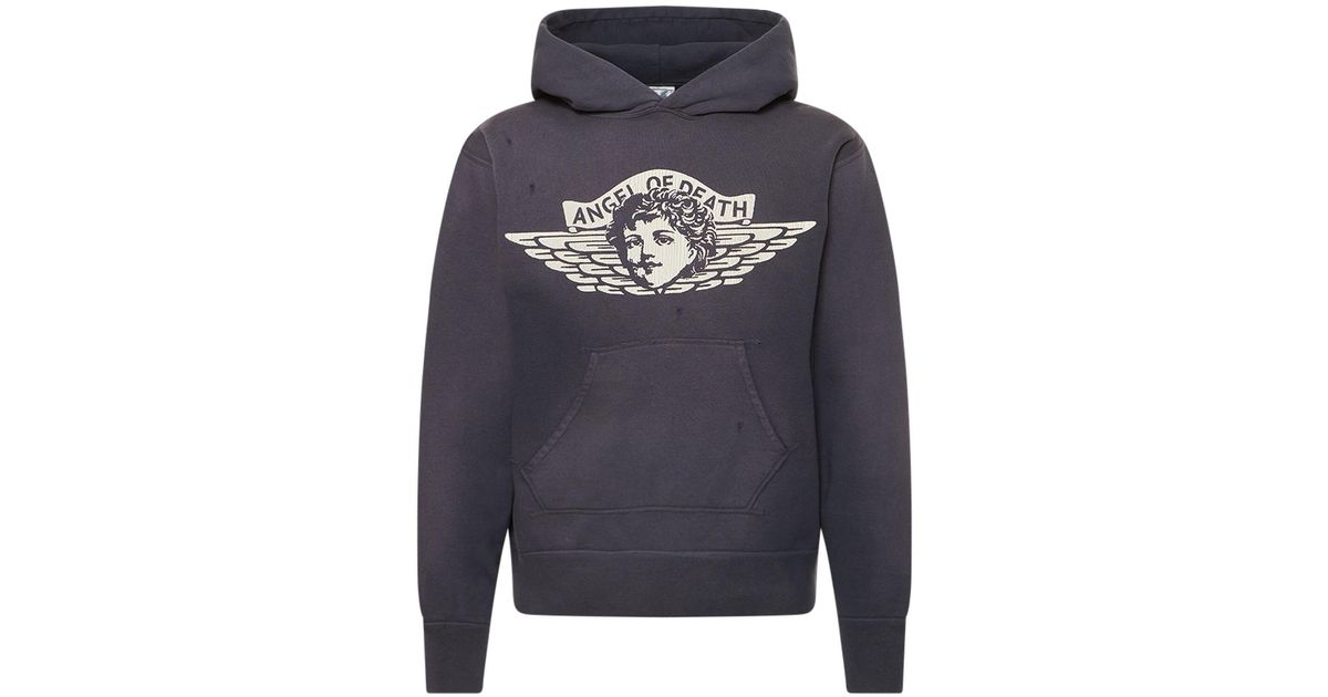 Saint Michael Angel Of Death Printed Hoodie in Grey for Men