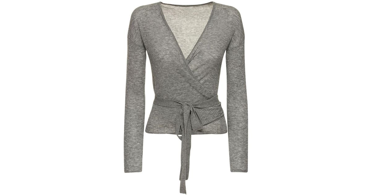 Wolford Air Wool Wrap around Cardigan in Grey Lyst UK