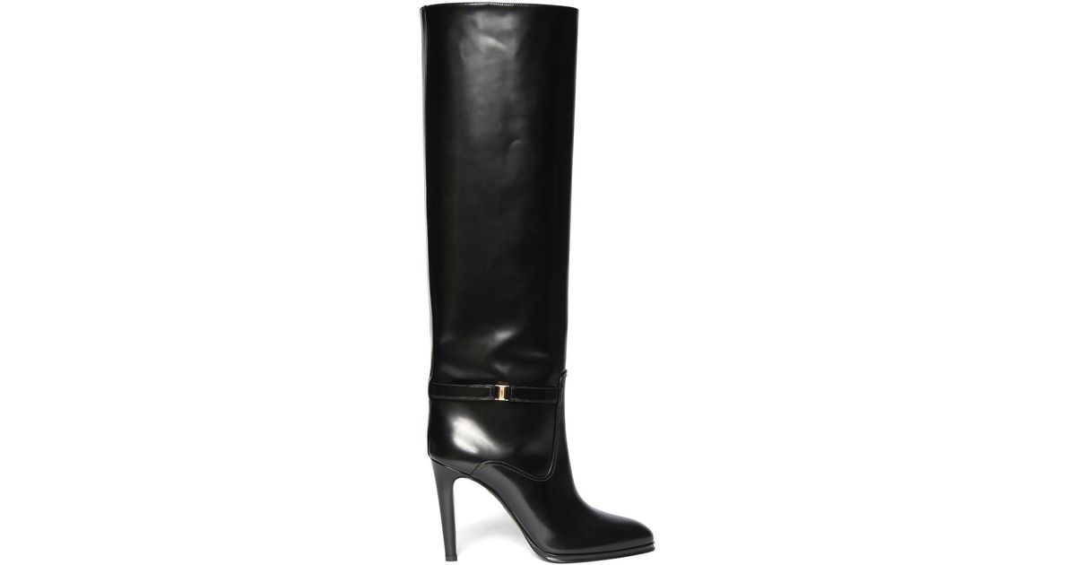 Saint Laurent 110mm Diane Signature Leather Boots in Black | Lyst