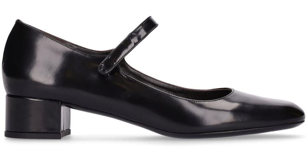 BY FAR 35mm Ginny Semi-patent Mary Jane Flats in Black | Lyst