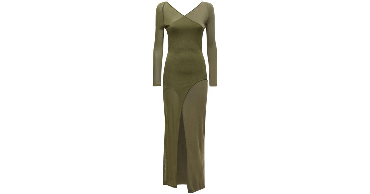 Dion Lee Synthetic Shadow Inverse Viscose Blend Knit Dress in Olive Green (Green) - Lyst