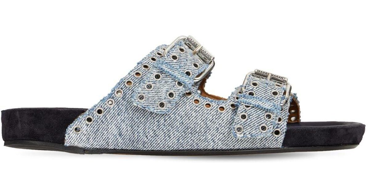 isabel marant lennyo grommet denim slides