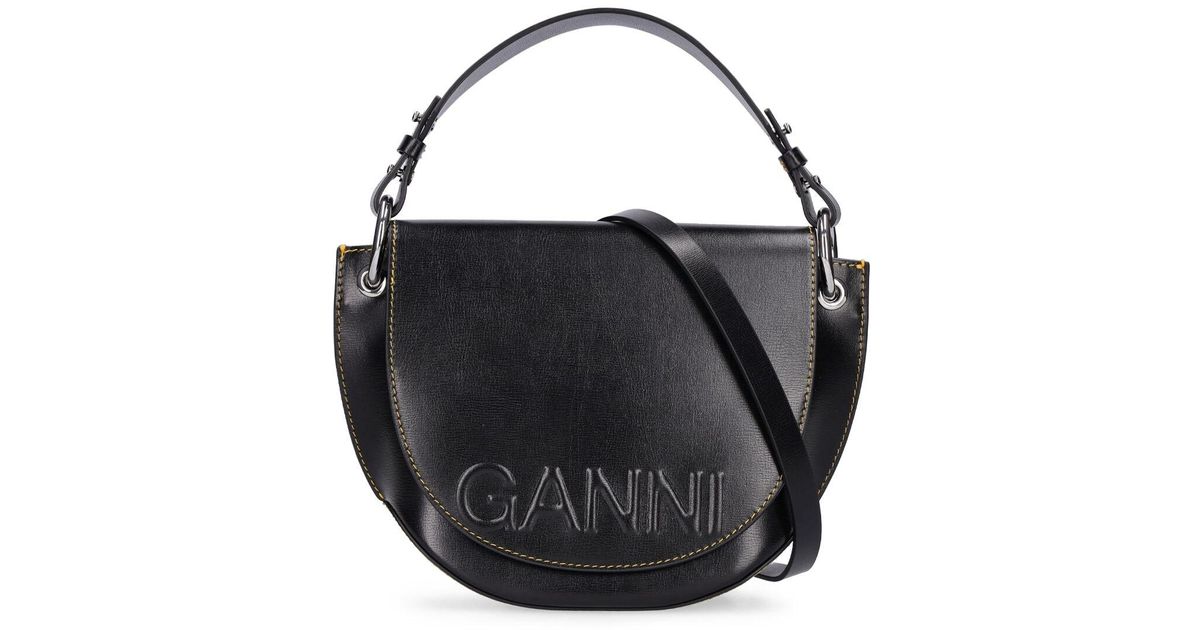 Ganni Banner Saddle Top Handle Bag in Black Lyst UK