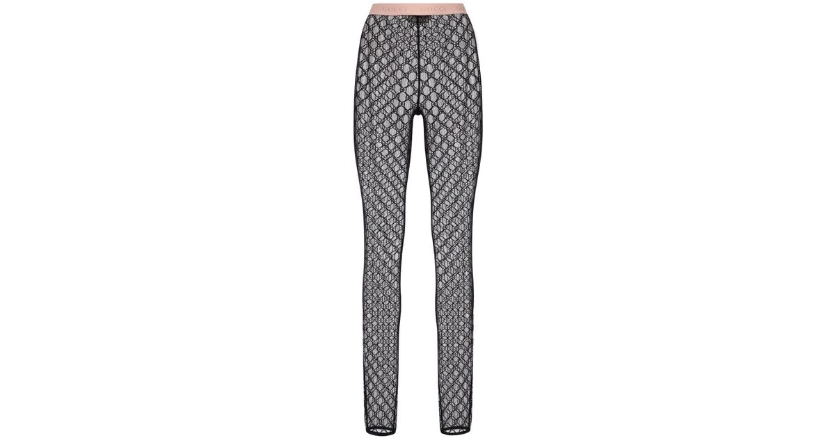 Gucci GG Tulle leggings in Black | Lyst 