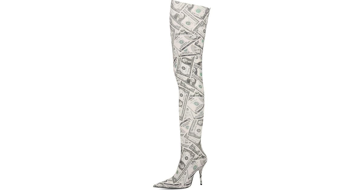 Udvalg jern indstudering Balenciaga 80mm Knife Dollars Thigh High Boots in White | Lyst