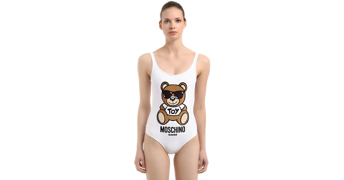 Moschino Teddy Bear One Piece Swimsuit in White | Lyst