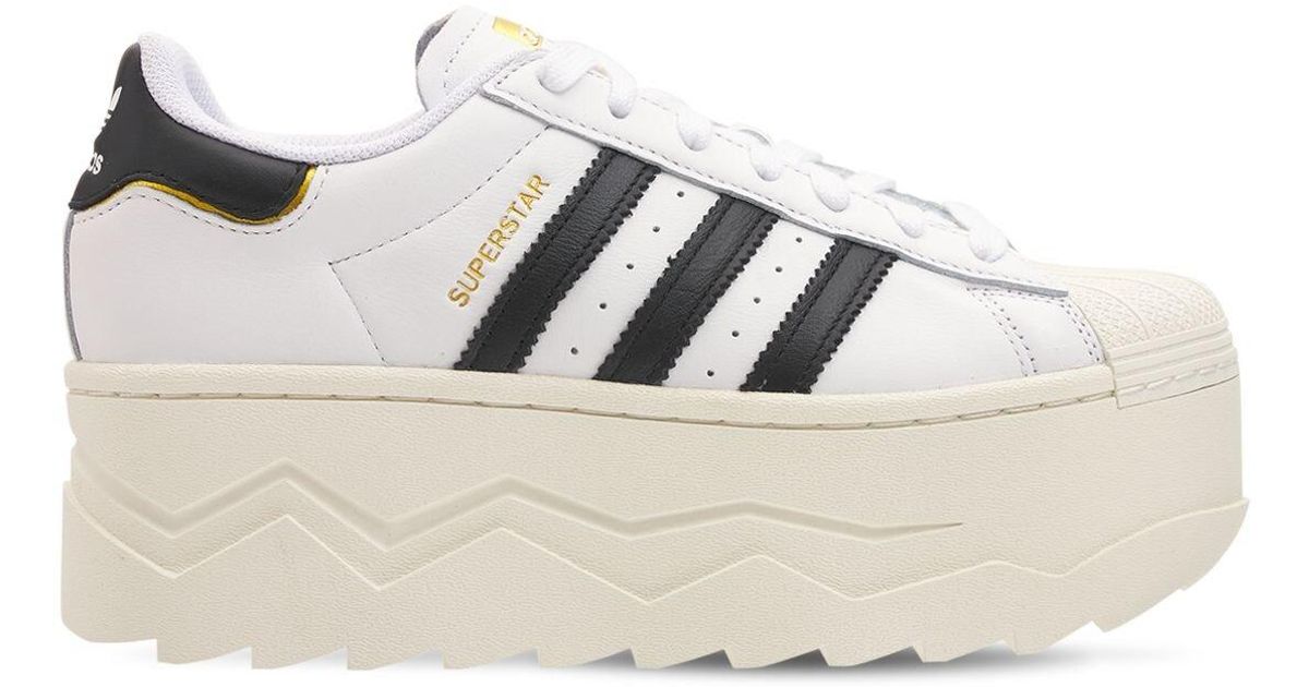 Sneakers Superstar Con Platformadidas Originals in Pelle di colore Bianco |  Lyst