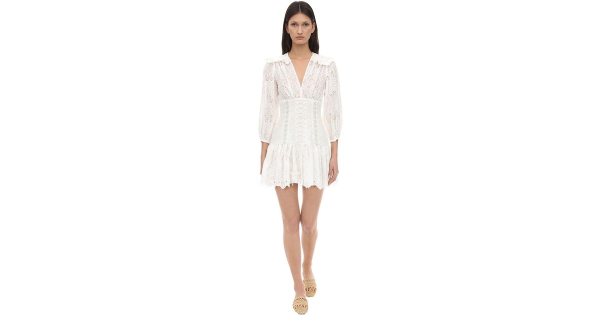Zimmermann Corset Cotton Lace Mini Dress in Ivory (White) Lyst Australia