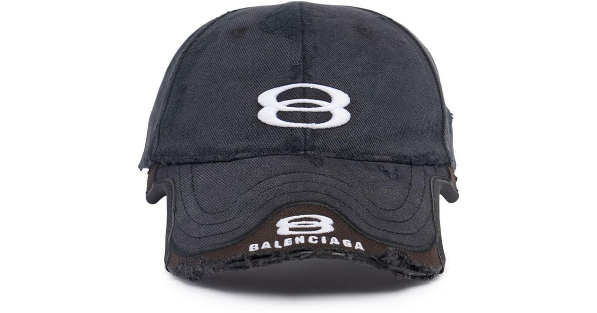 Balenciaga Double Unity Cotton Baseball Cap in Blue for Men