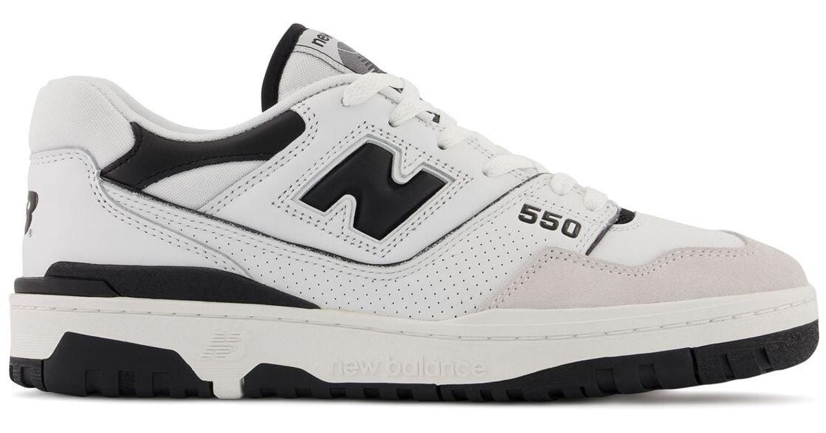 New Balance 550 Leather & Suede Sneakers in White,Black (White) - Lyst