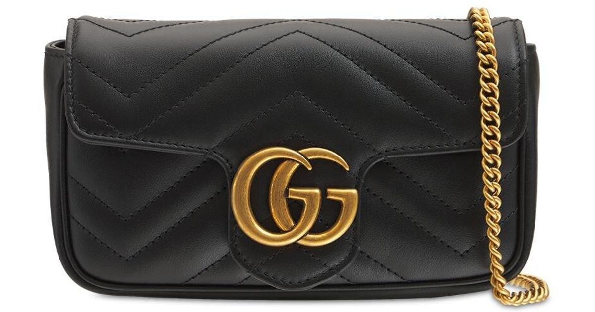 Gucci Supermini Gg Marmont Leather Bag in Nero/Nero (Black) | Lyst UK