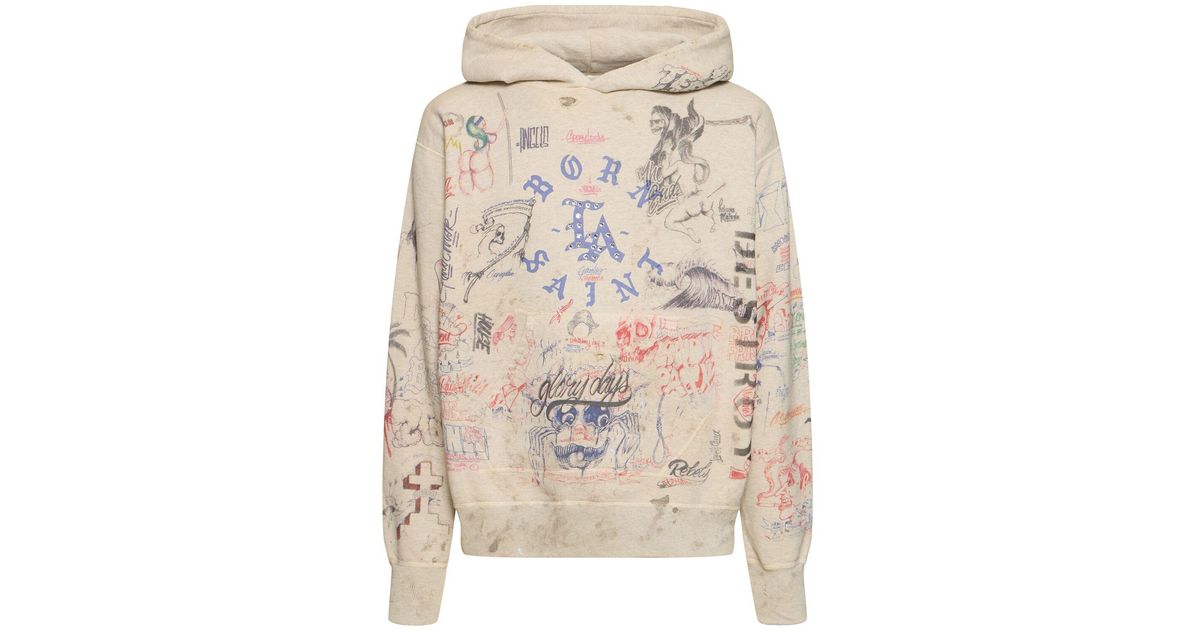 Saint Michael Born X Raised X Saint Mx6 La Hoodie in Natural Saint Michael Born X Raised X Saint Mx6 La Hoodie in Natural
