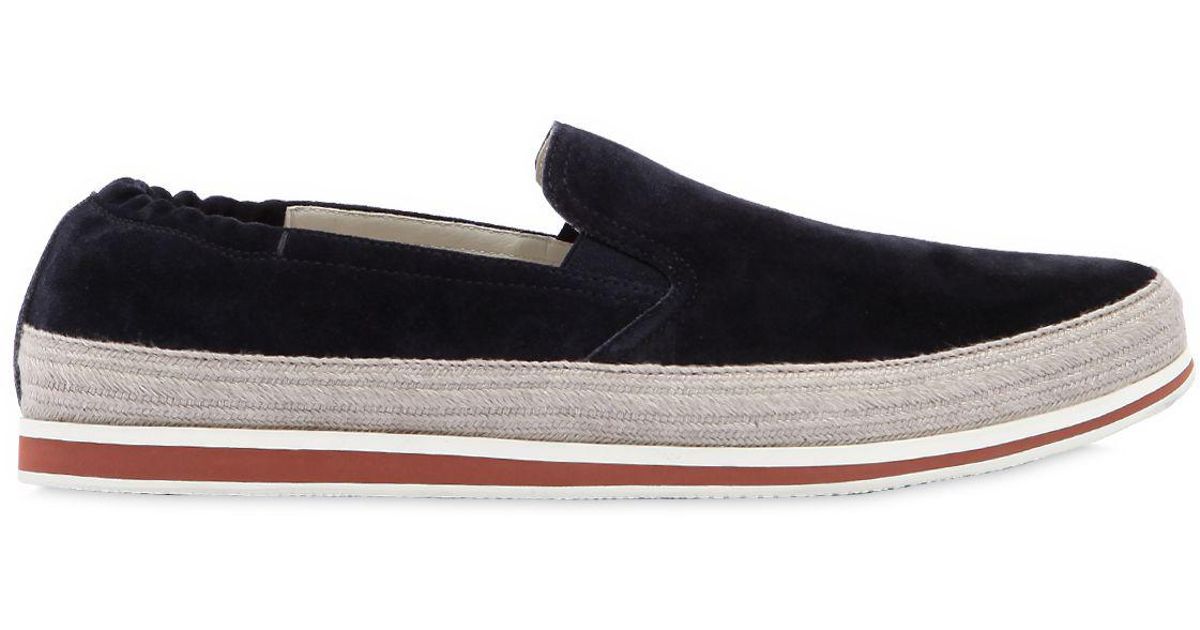 Prada Saint Tropez Suede Slip-on Sneakers in Blue for Men | Lyst