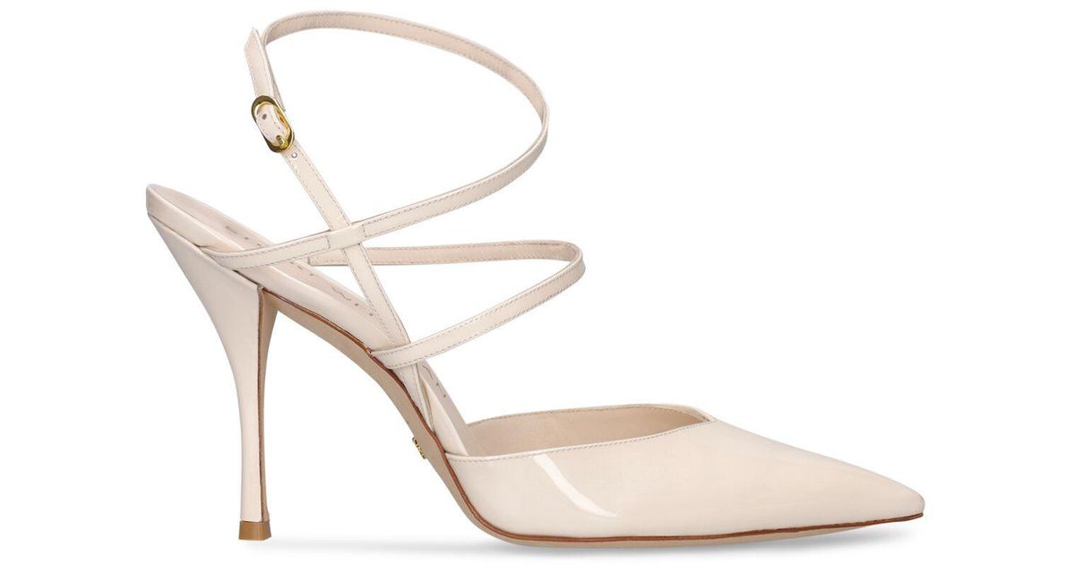 Stuart Weitzman 100mm Strapeze Patent Leather Pumps in Natural | Lyst