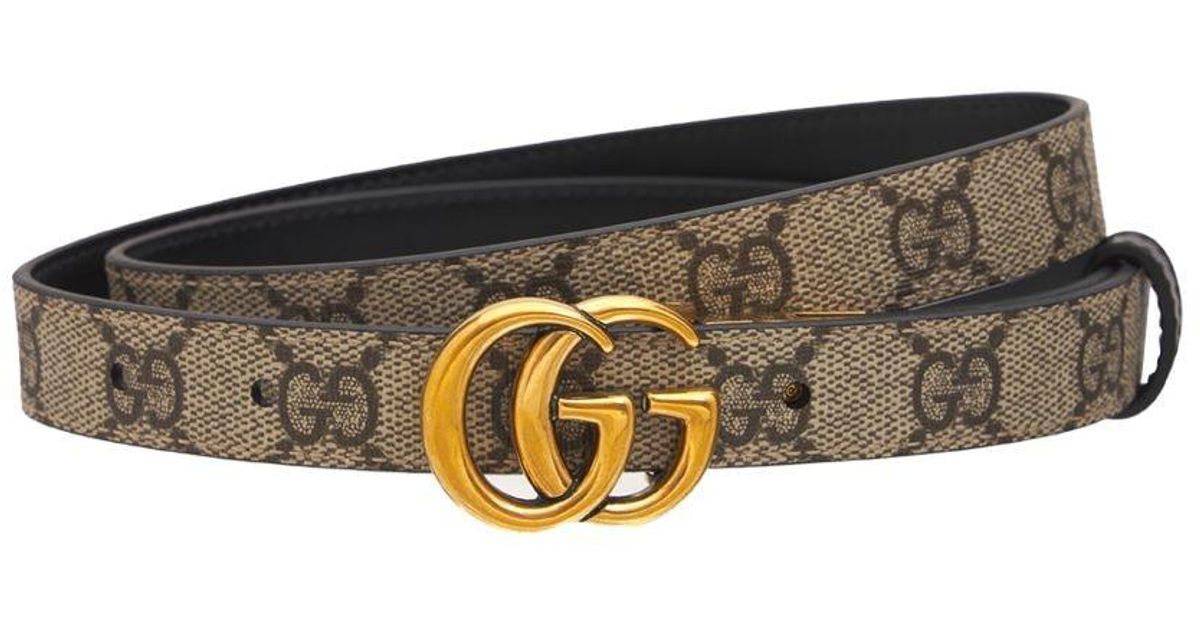 Gucci gg Marmont Reversible Thin Leather Belt in White | Lyst
