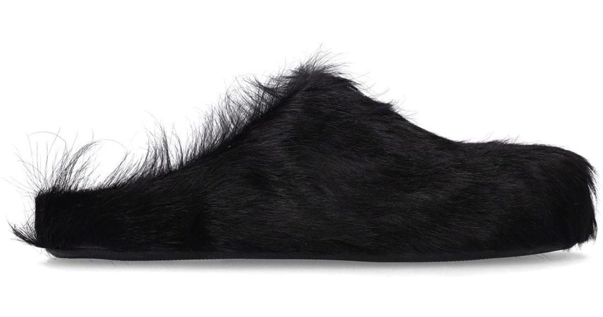 Marni 10mm Fussbett Long Pony Skin Mules in Black | Lyst