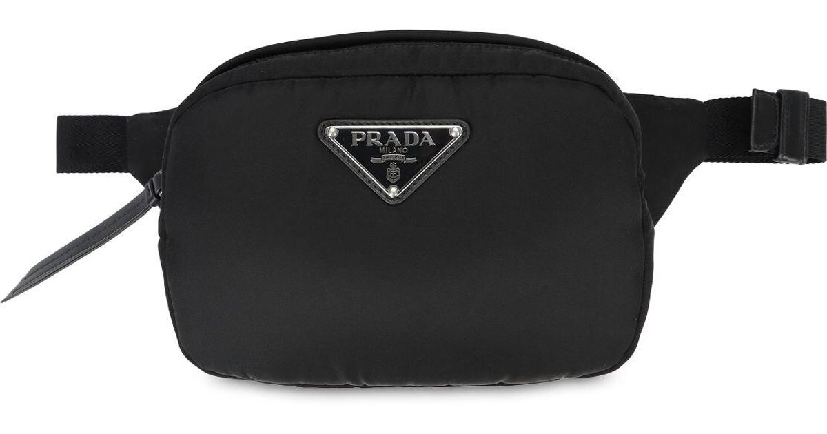 Prada Padded Nylon Belt Bag in Black | Lyst
