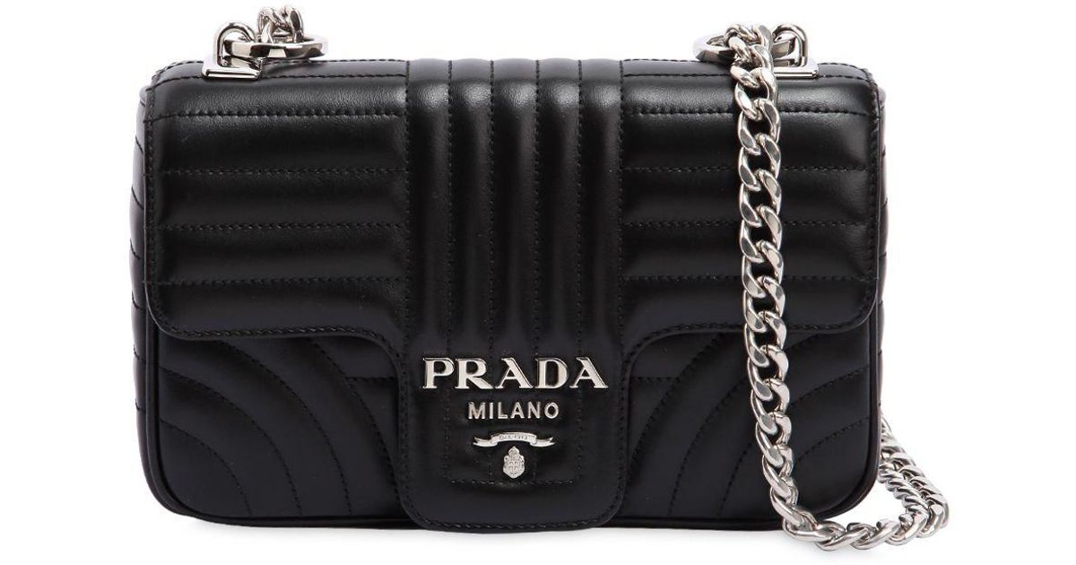 Lyst Prada Small Quilted Soft Leather Shoulder Bag In Black