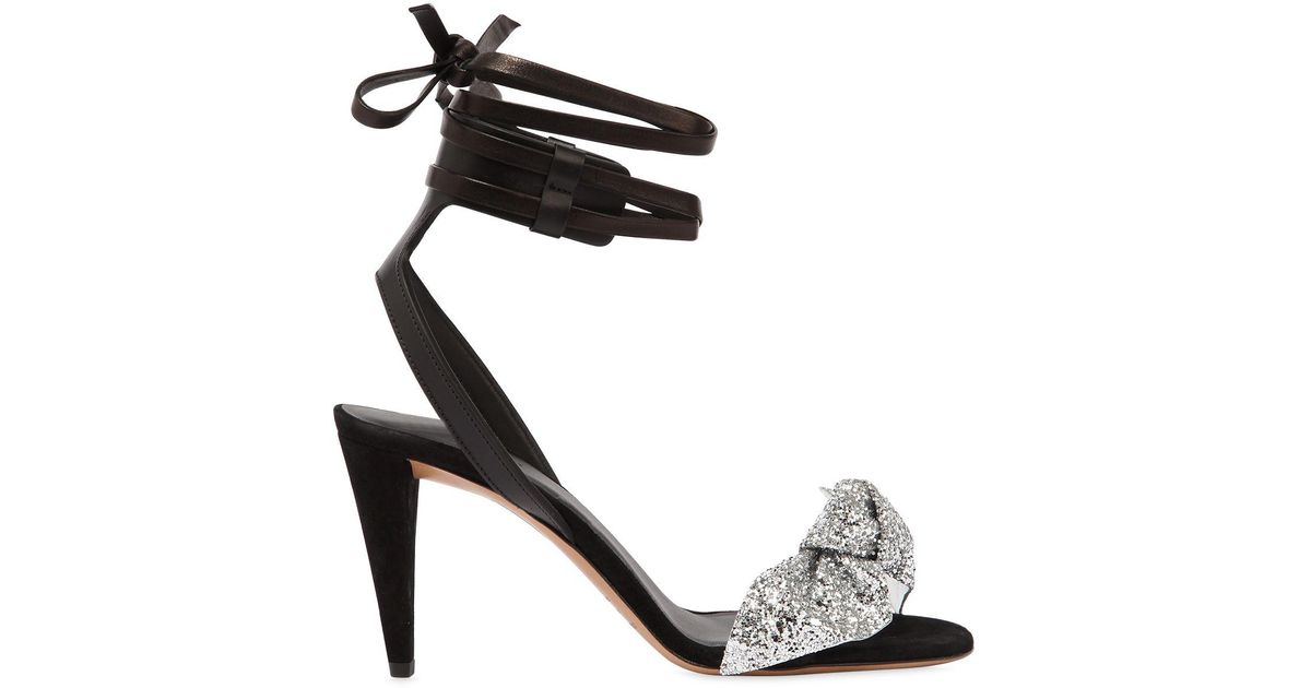 Isabel Marant Akynn Glitter Bow Sandal in Black Lyst Canada