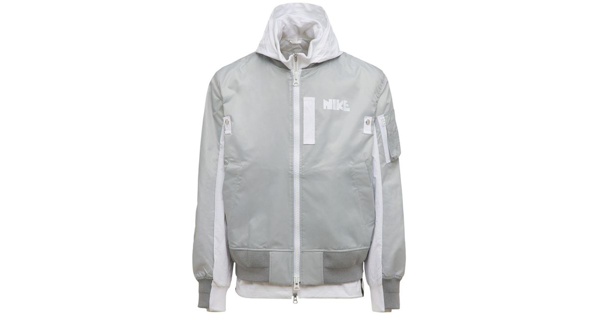 Nike Sacai Layered Bomber Jacket in Grey for Men Lyst UK