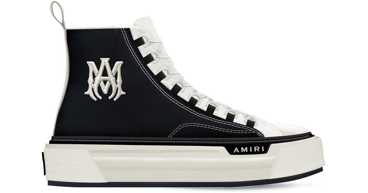 Amiri Ma Court Canvas High Top Sneakers in Black/White (Black) for Men