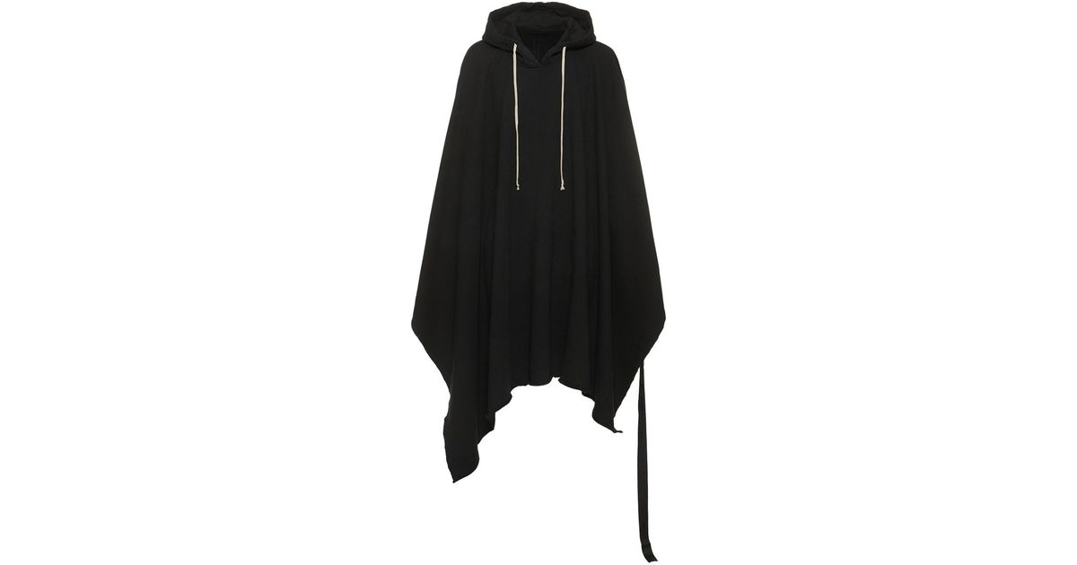 Rick Owens DRKSHDW Heavy Cotton Jersey Hooded Poncho in Black for Men ...