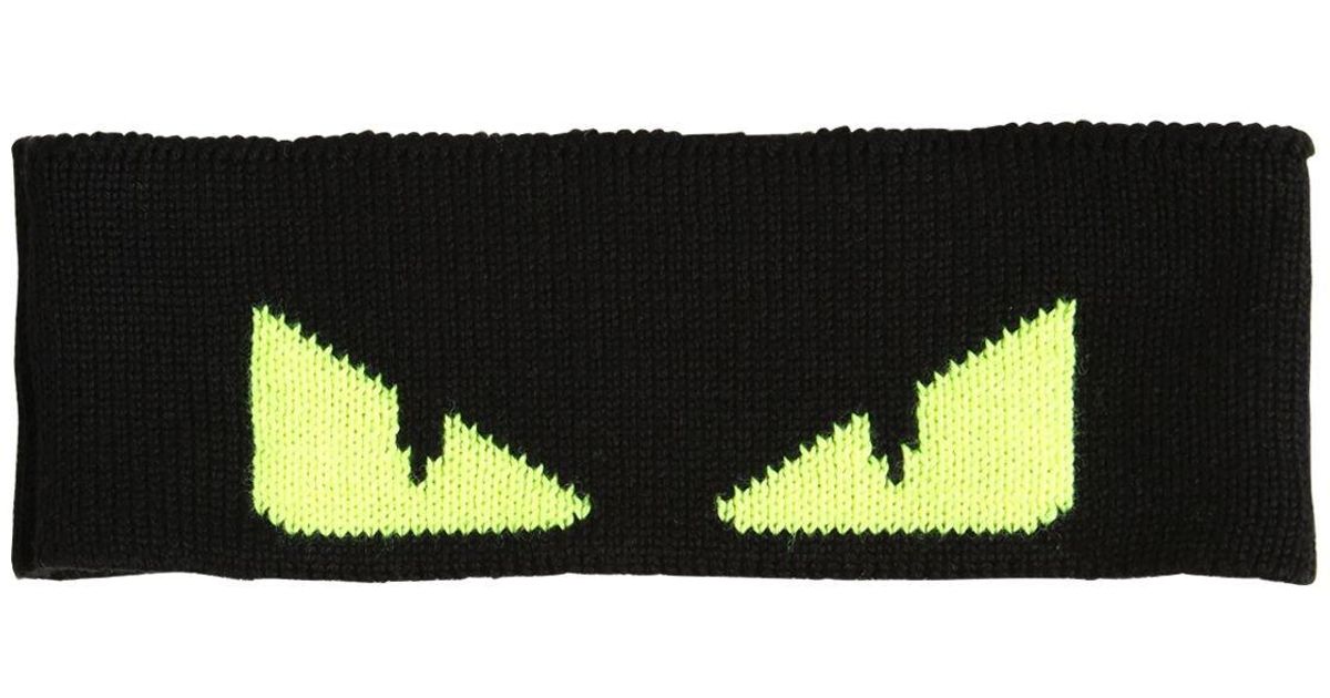 Intarsia Wool Knit Headband in Black 