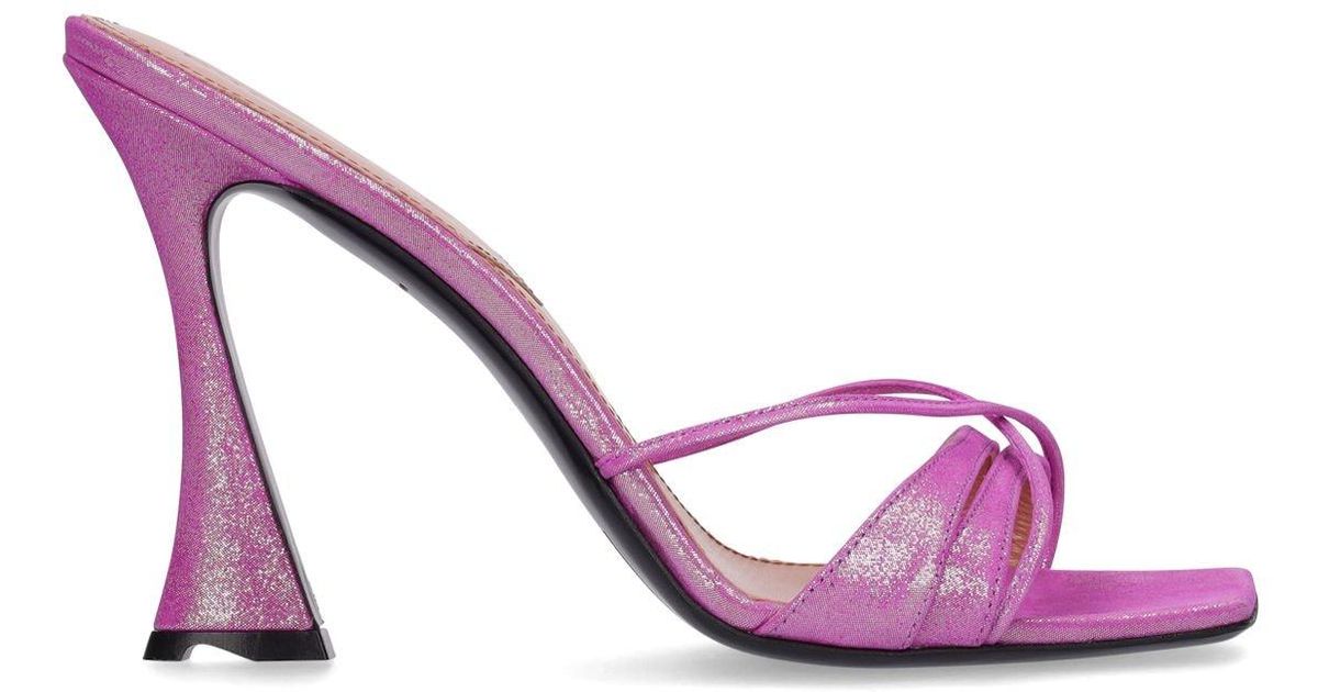 D'Accori 100mm Lust Metallic Leather Sandals in Pink | Lyst