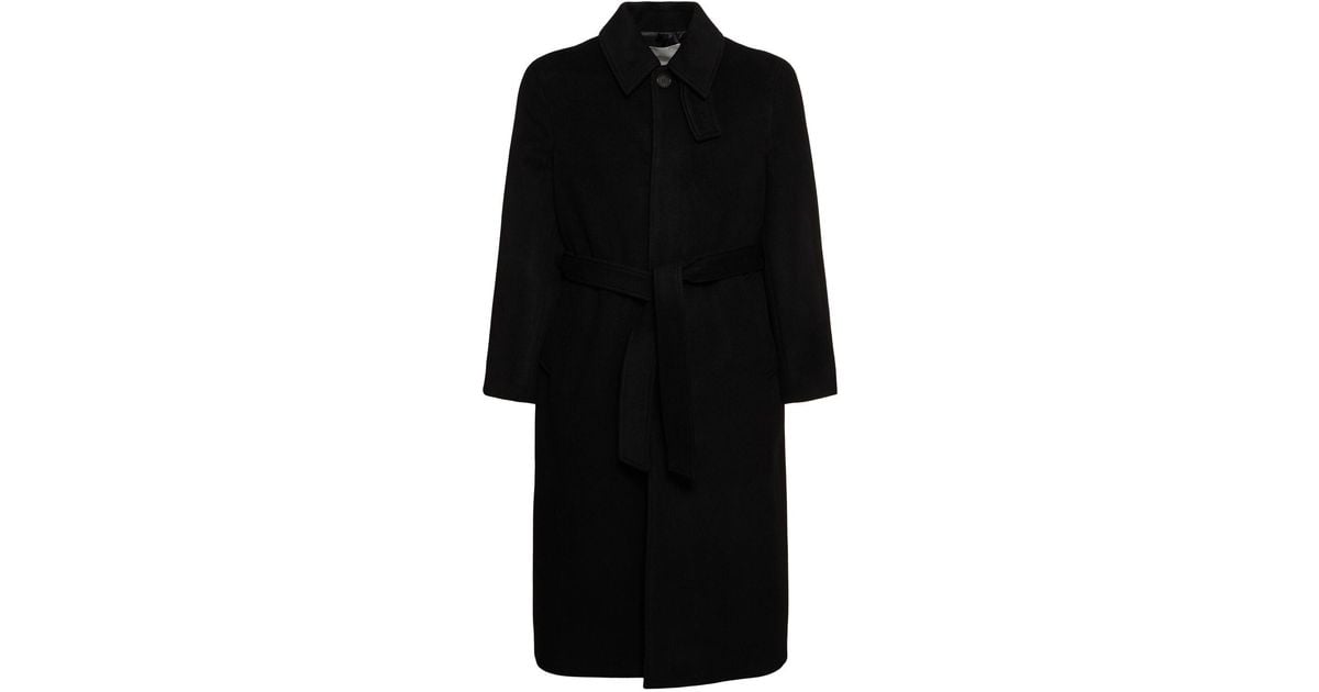 DUNST Unisex Belted Wool Mac Coat in Black | Lyst UK