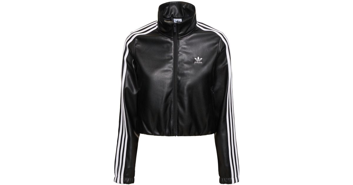 adidas Originals Firebird Faux Leather Track Top in Black | Lyst adidas Originals Firebird Faux Leather Track Top in Black | Lyst