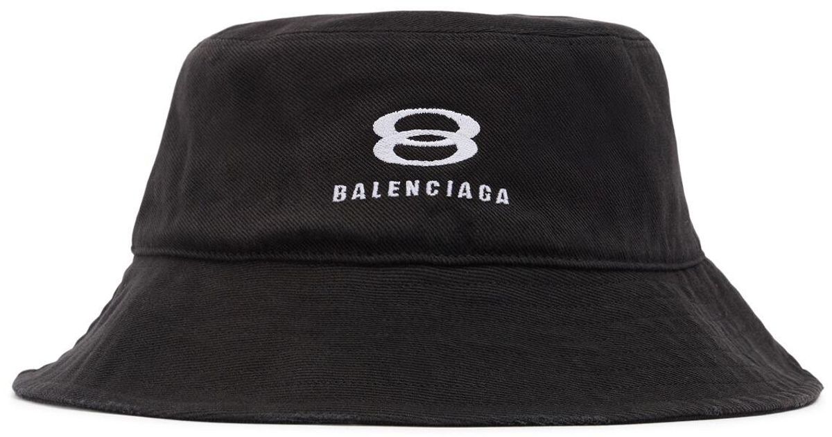 BALENCIAGA コットンドリル バケットハット 高品質 ロゴ Balenciaga コットンドリルバケットハット ブラック | Lyst