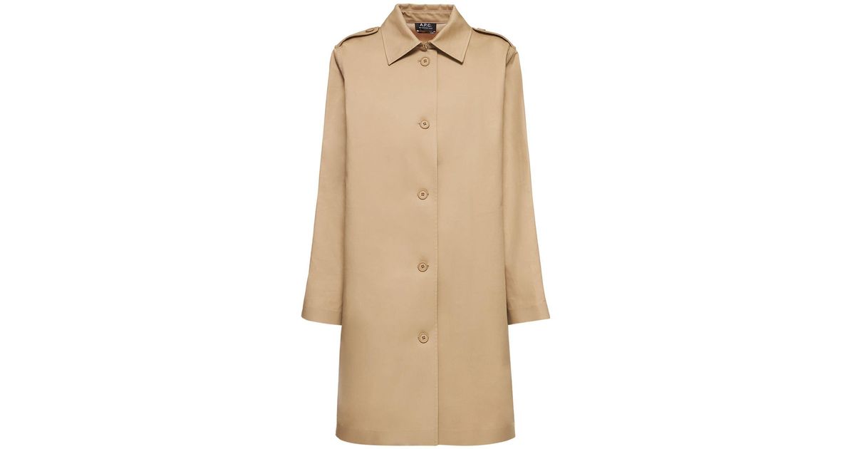 A.P.C. Mac Justine Gabardine Trench Coat in Natural | Lyst