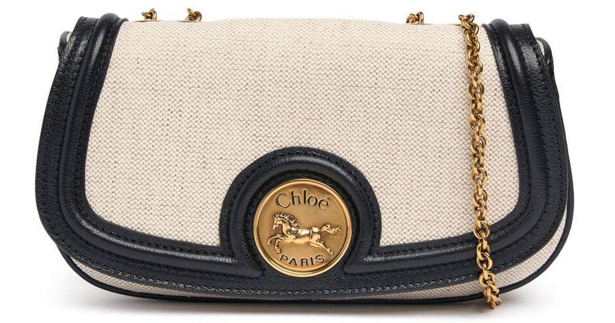Chlo Horse Medal Canvas & Leather Bag in Black | Lyst