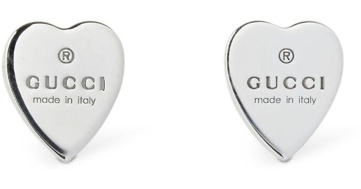 Gucci Heart Stud Earrings in Silver 