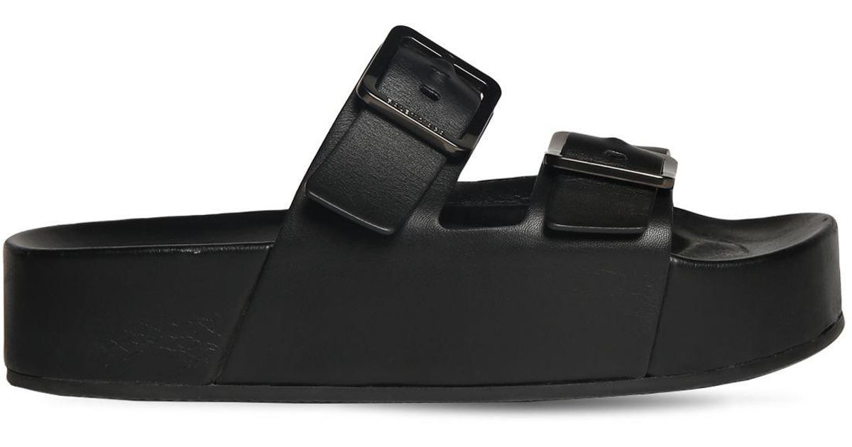 Balenciaga Mallorca Soft Leather Platform Sandals in Black for Men | Lyst
