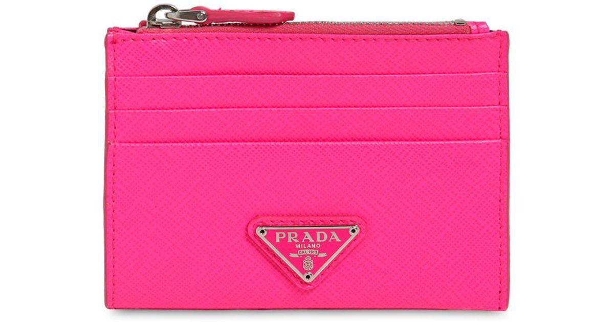 PRADA Card case with chain Woman's 1MR075 Saffiano pink gold hardware TGIS