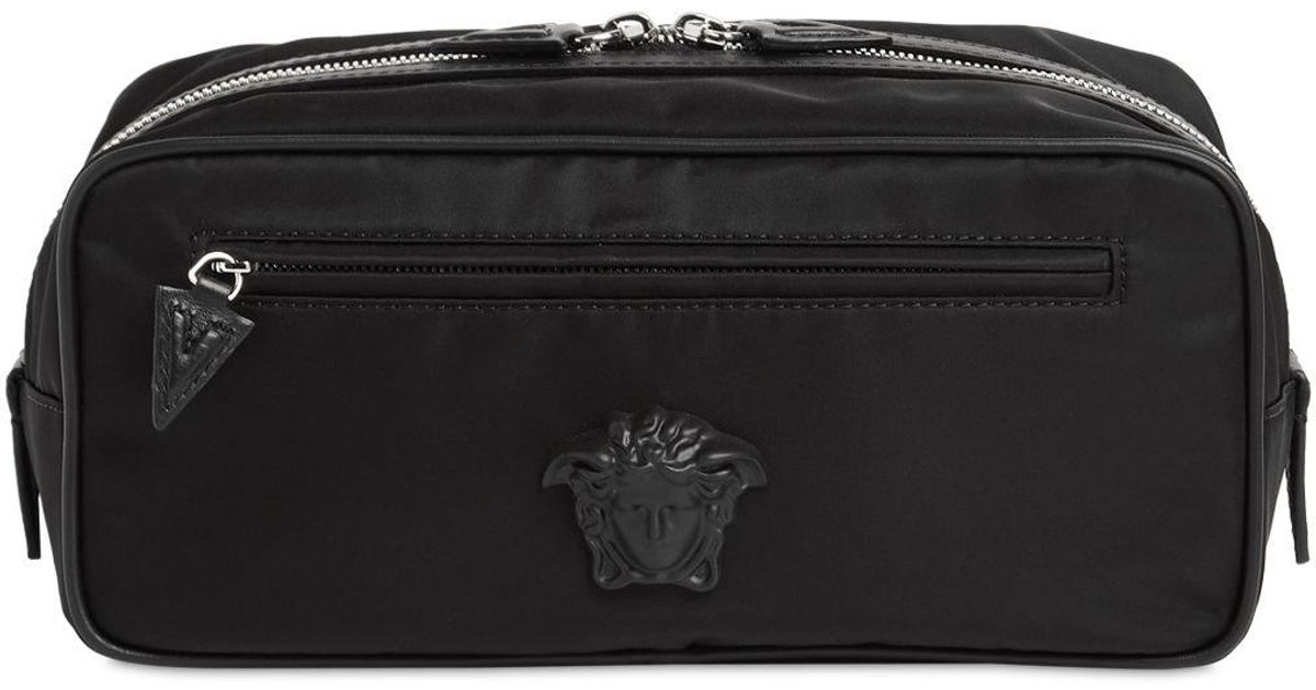 Versace Nylon & Leather Toiletry Bag W/medusa in Black for Men Lyst UK