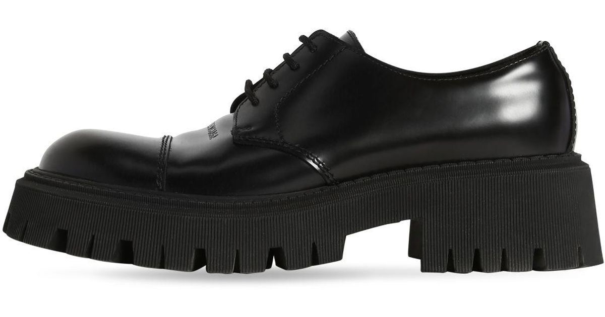 Balenciaga Tractor Leather Lace-up Shoes in Black for Men - Lyst