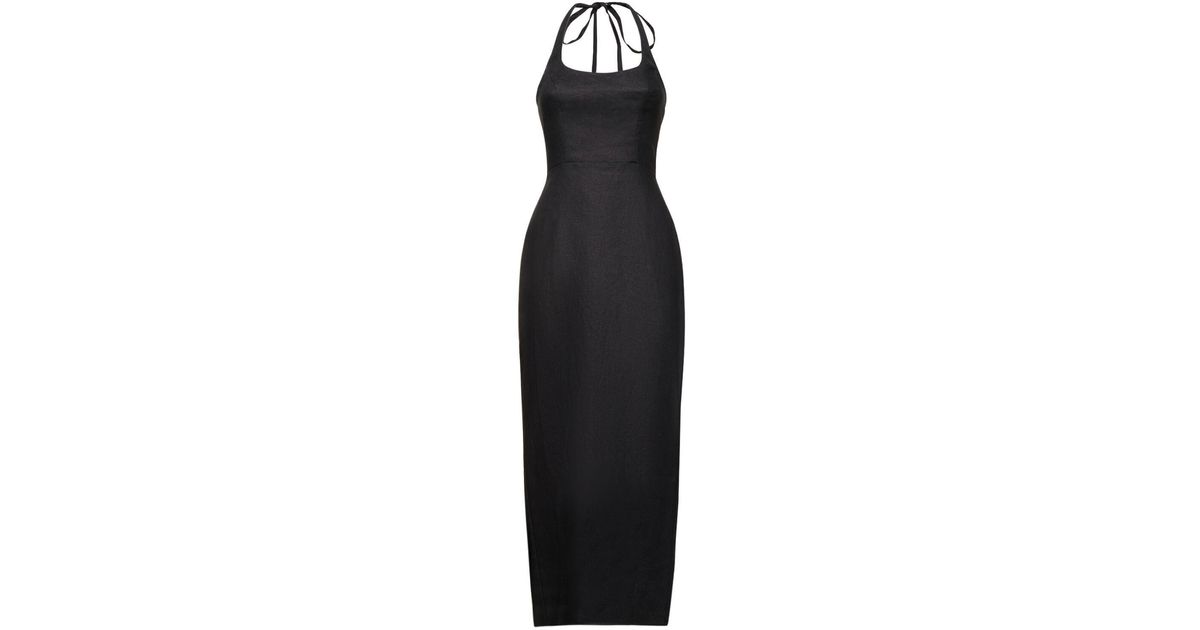 Reformation Yana Linen Long Dress in Black | Lyst