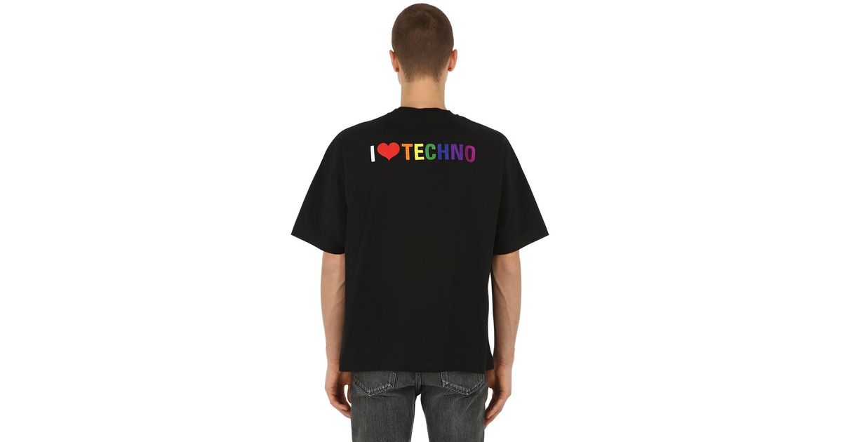 Balenciaga I Love Techno Embroidered Cotton T-shirt in Black for Men | Lyst  UK