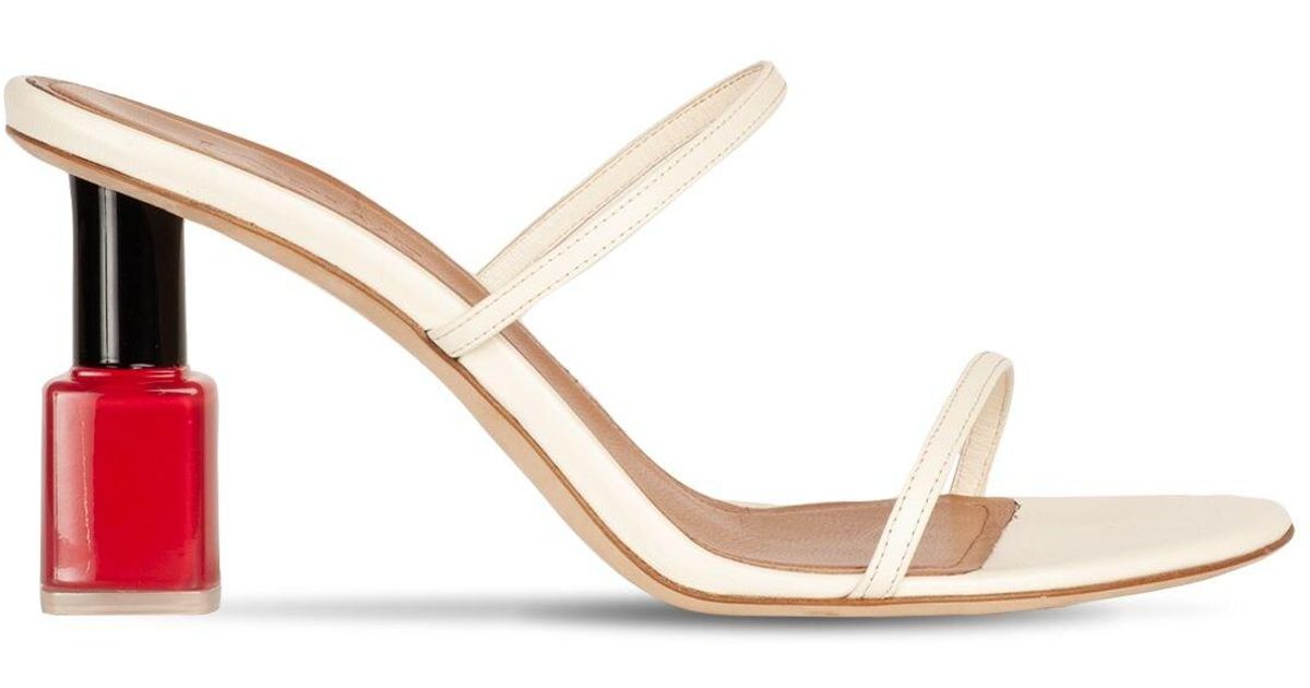 Loewe 80mm Nail Polish Leather Sandals in White (Pink) Lyst