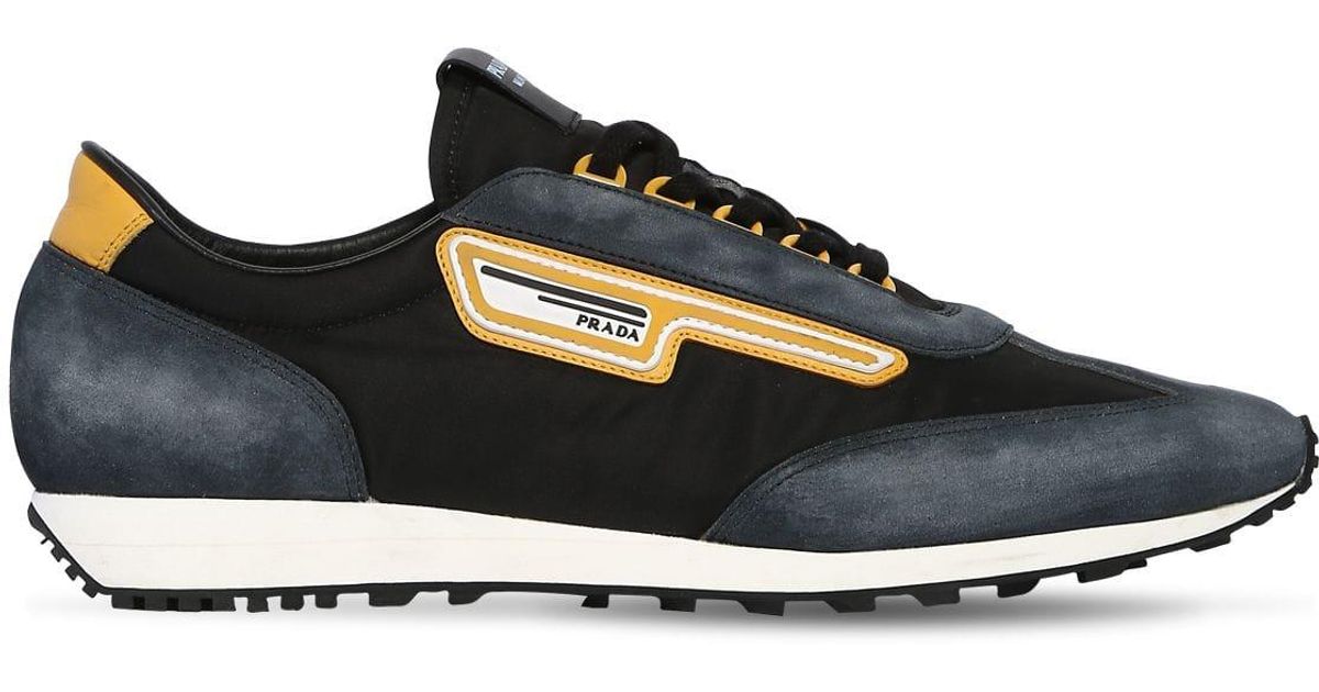 Prada Synthetic Milano 70 Nylon & Suede Running Sneakers in Black for ...
