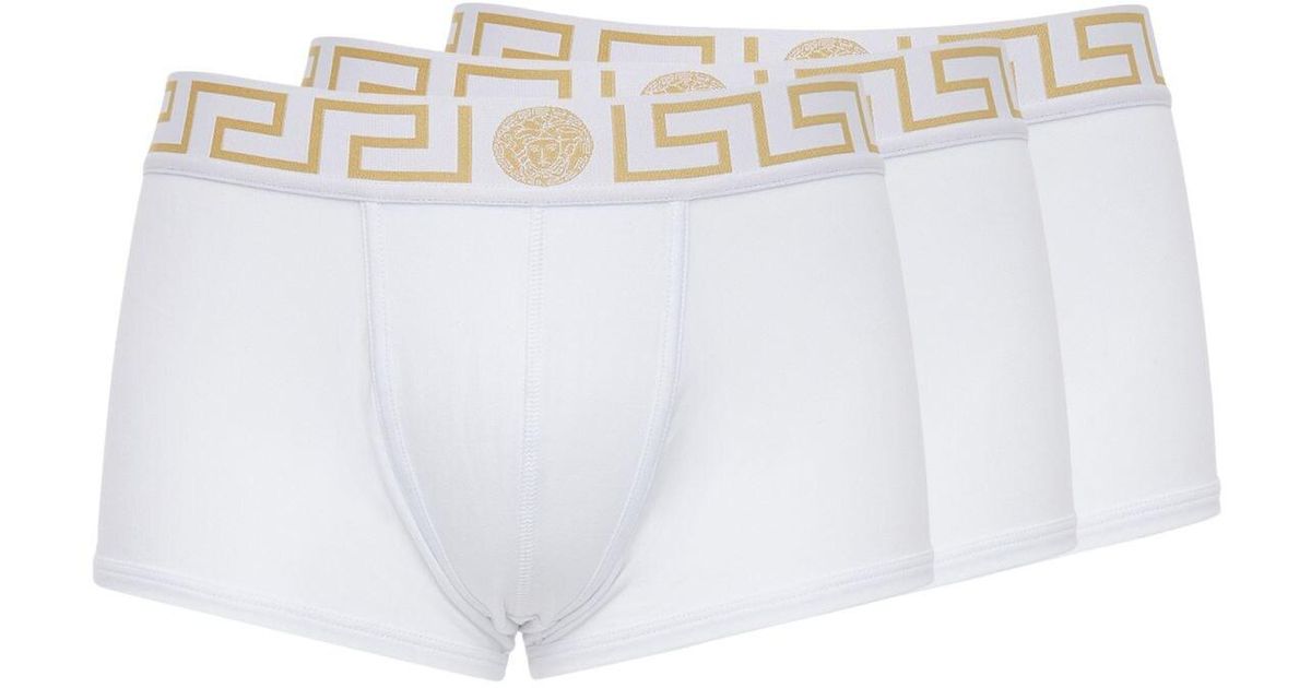 Versace Pack Of 3 Stretch Cotton Boxer Briefs in White for Men 