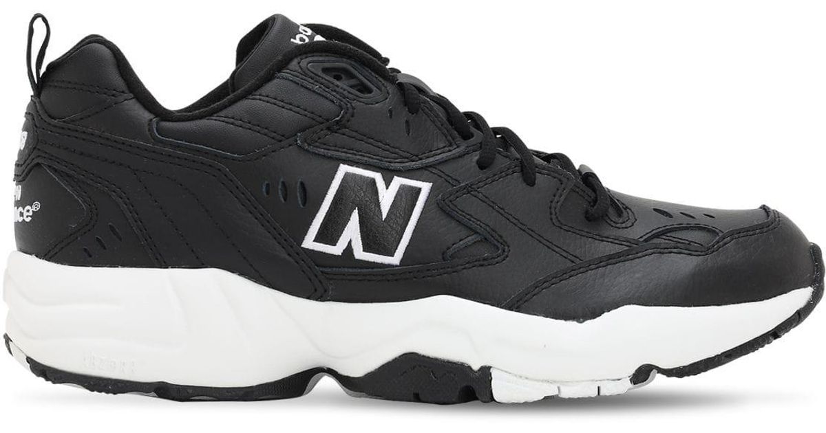 New Balance 608 Leather Trainers in Black/White (Black) for Men - Lyst