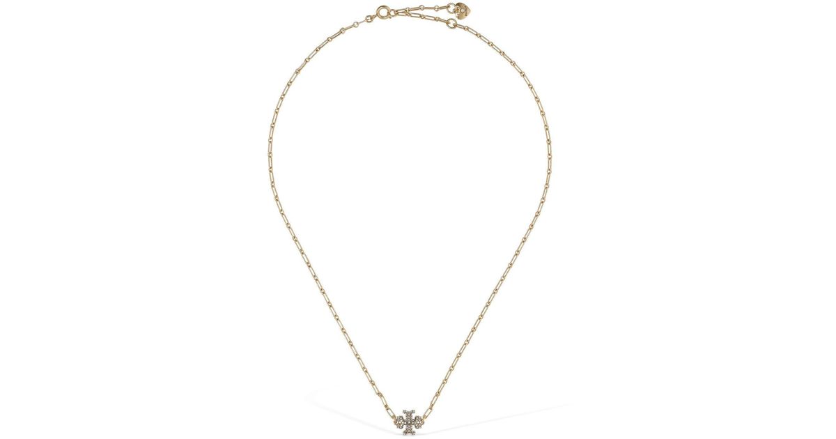 Tory Burch Roxanne Pavé Pendant Necklace in Natural | Lyst